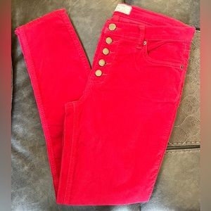 Free People High Rise Corduroy Skinny Pants(Raspberry)